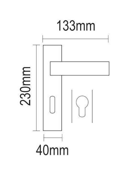 Viometale Lever Middle Door with Plate 06.643 Pair (Center Distance 75mm) Nickel Matt - Chrome