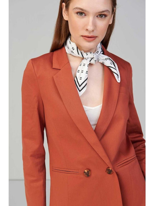 attrattivo Women's Double Breasted Blazer Brick Red