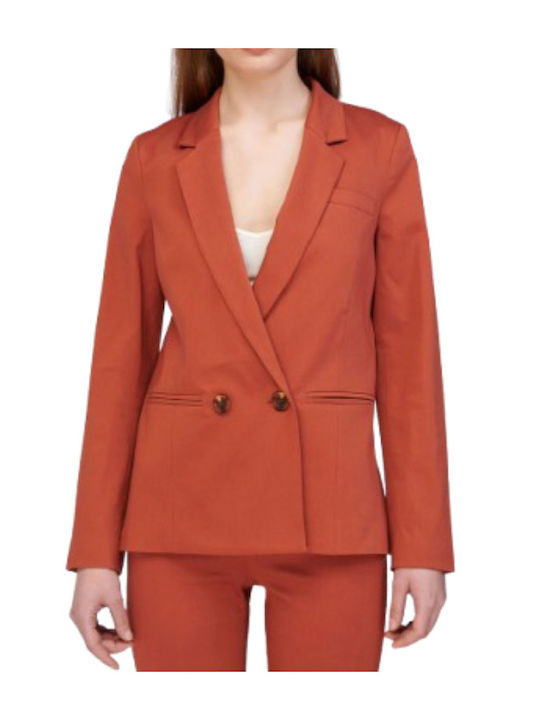 attrattivo Women's Double Breasted Blazer Brick Red