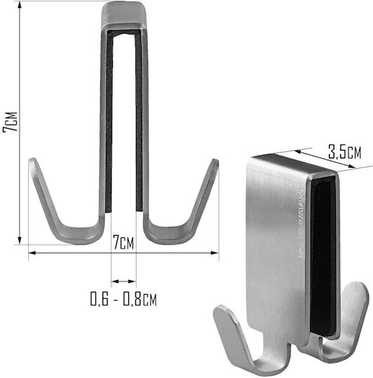 Fackelmann Кука Баня Двойно с винтове ​3.8x11.4см Inox Сребрист