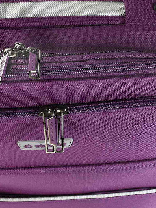 Diplomat Set The Travel Collection Fabric Purple Suitcases With 4 Wheels Set 3pcs