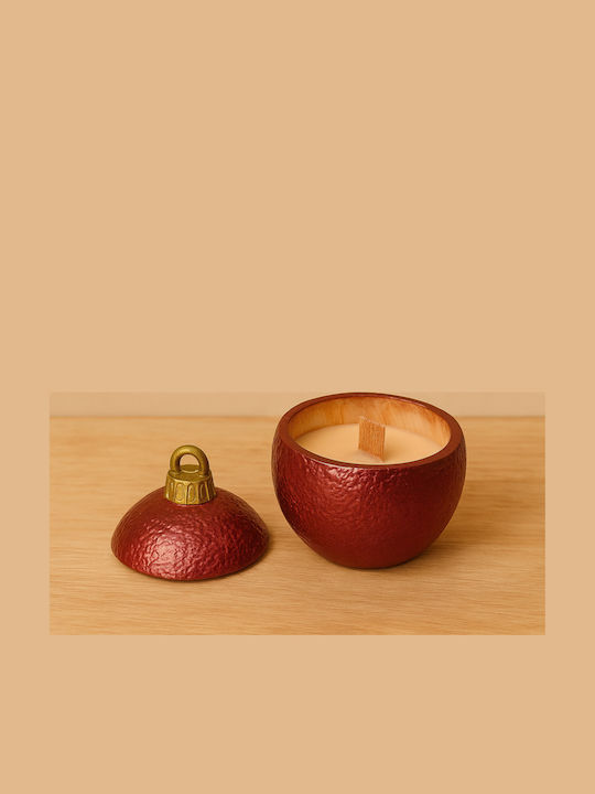 Minge De Crăciun Handmade Cu Lumânare Aromată De Soia Handmade Roșie (10x9cm - 650g)