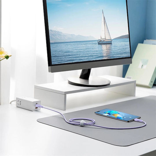 Baseus Pudding USB 2.0 Кабел USB-C Мъжки - USB-C 100W Захранване PD Лилав 2м P10355702511-B4