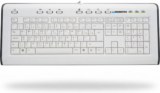 Manhattan Advanced Multi-Media Keyboard Само клавиатура Английски US Бял