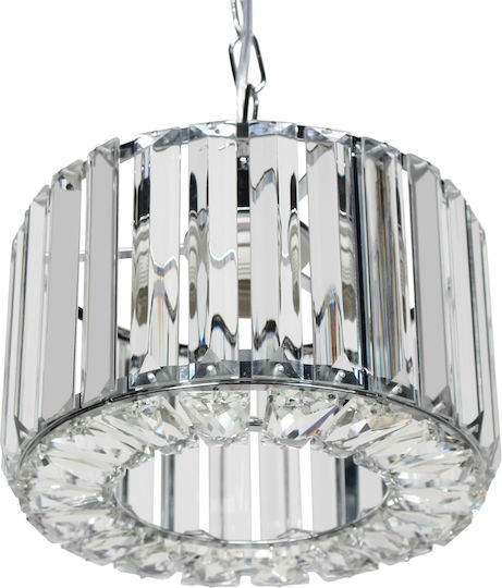 Keskor Hängelampe Silber mit Kristallen für Fassung E27 21x21x13cm.