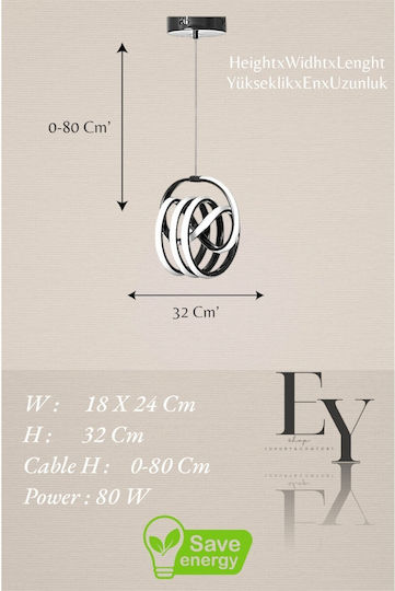 Epiplo-Fos Pendant Light Black 32x32x80cm