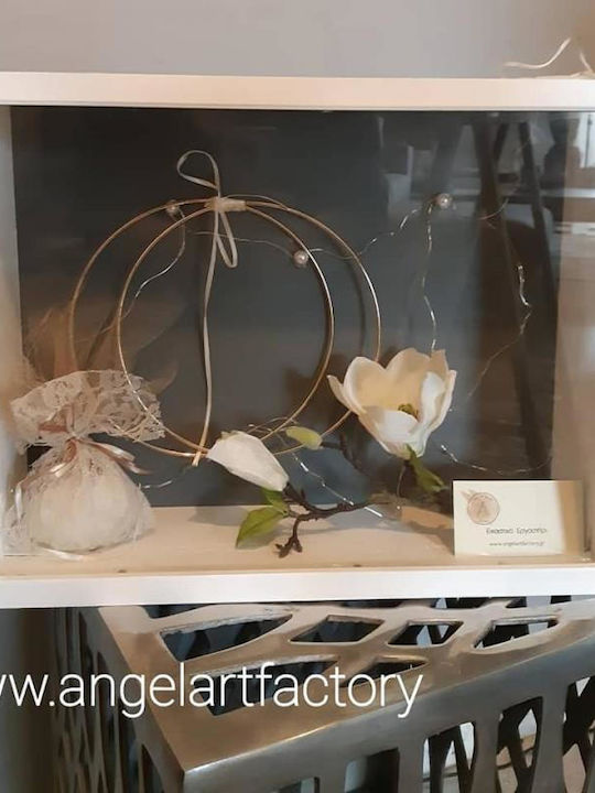 Wall-Mounted Rectangle Wedding Crown Case Wooden Gray 30x40cm