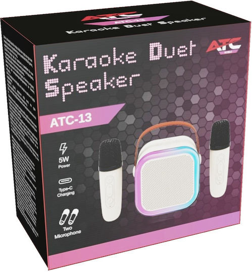 ATC Ηχείο Karaoke με Ασύρματα Μικρόφωνα και Εφέ Φωτισμού ATC-13 ATC20.001.0015 Μπεζ