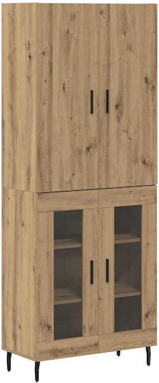 Wall Display Cabinet with Glass 69.5x34x180cm