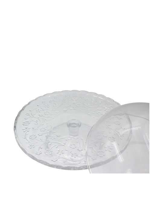 Keskor Tortieră Sticlă cu Capac și Picior Transparent 30x30x19buc