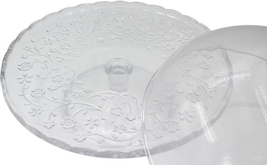 Keskor Kuchenständer Glas mit Deckel & Fuß Transparent 30x30x19cm