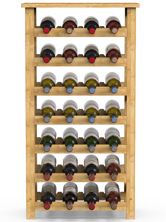 Bakaji Free Standing Wooden Wine Cabinet for 28 Bottles Beige 47x29x93.5cm