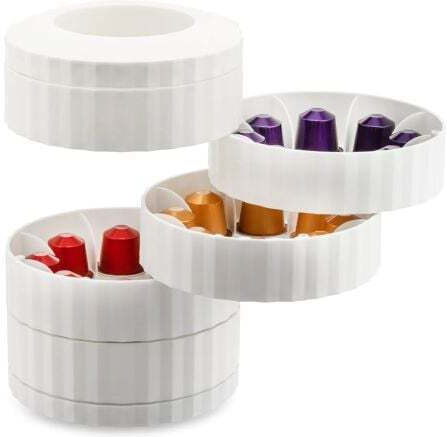 Alessi Plisse Capsule Holder Espresso 5 Rotating Shelves 40 Positions White