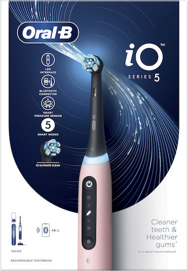 Oral-B IO Series 5 Elektrische Zahnbürste mit Drucksensor und Reisetasche Pink