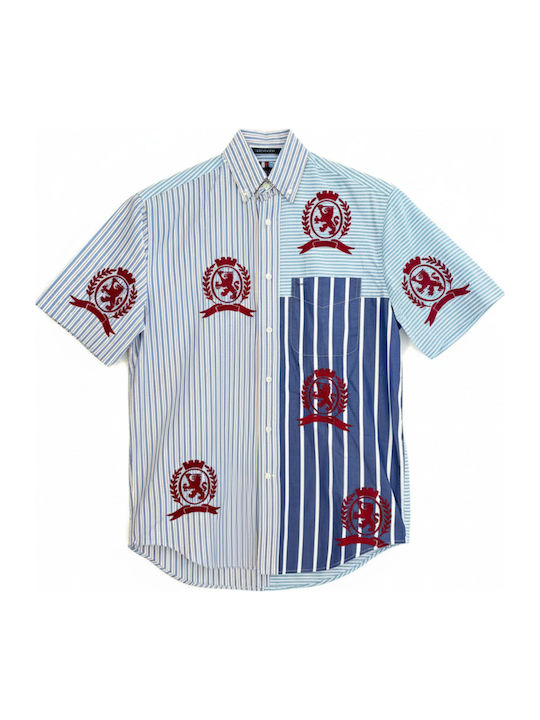 Long-sleeved Cotton Shirt Striped Blue