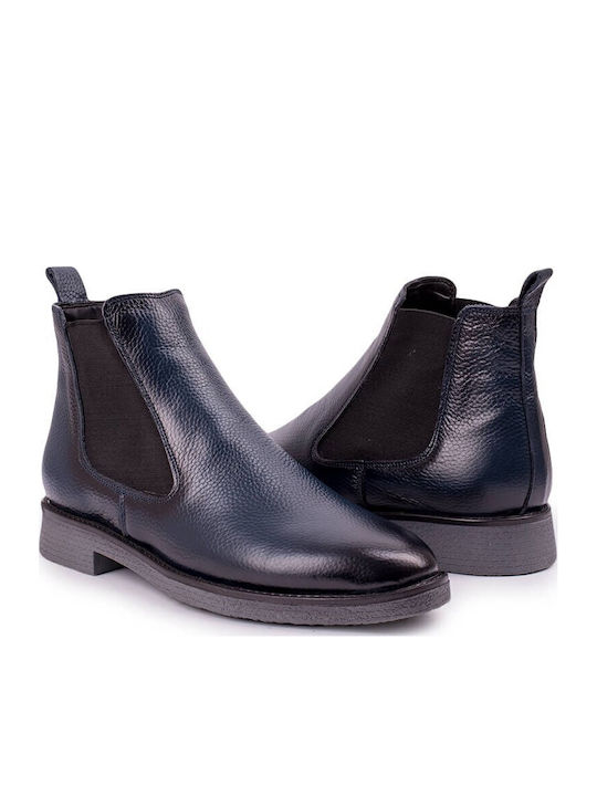 Leder Marineblau Chelsea Stiefeletten