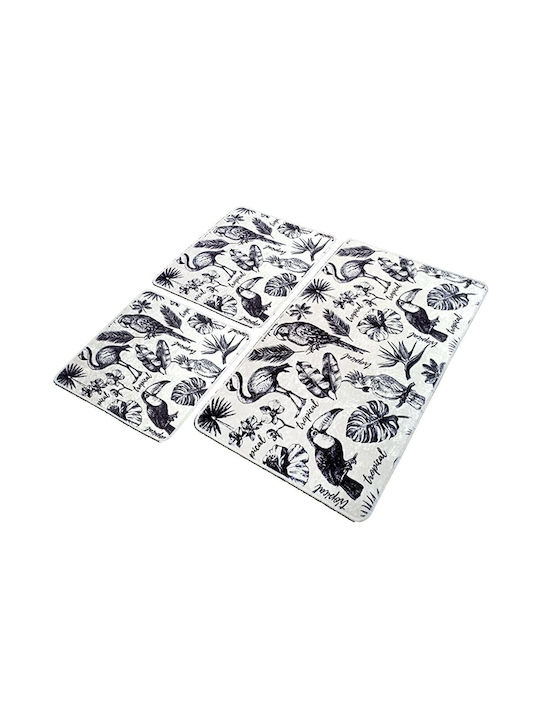 Rutschfest Set Badematten Synthetisch,Polyester/Cotton/Leather Rechteckig LORI4407 White/black 3Stück
