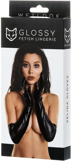 Glossy Sexy Γάντια Μαύρα