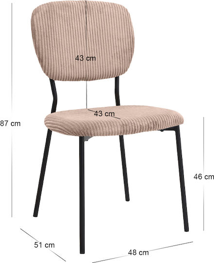 Kevin Dining Room Fabric Chair Mocha - Black 48x51x87cm