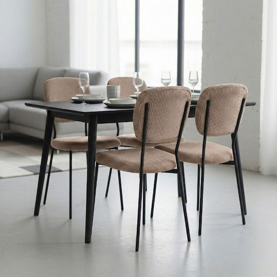 Kevin Dining Room Fabric Chair Mocha - Black 48x51x87cm