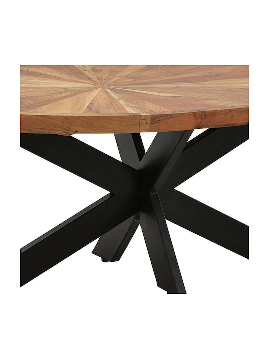 Masa De Cafea Centrală Ovală Din Lemn Masiv Nuanță Naturală/Neagră L120xL60xÎ45cm