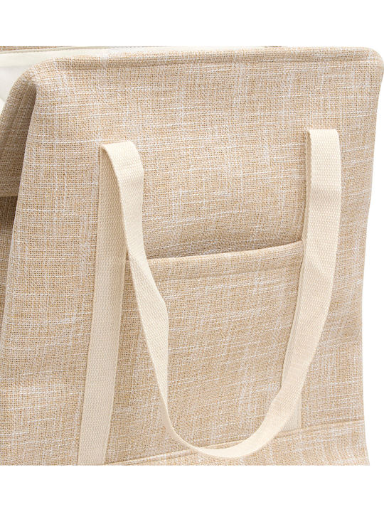 5Five Fabric Collapsible Laundry Basket 70lt with Cap 42x34.5x55cm Beige