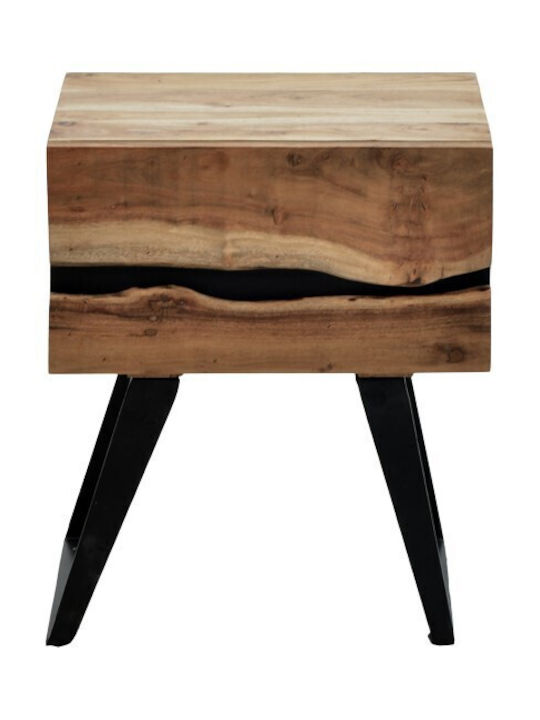 Bedside Table Imena Wooden With Metal Legs Beige 45x35x56cm