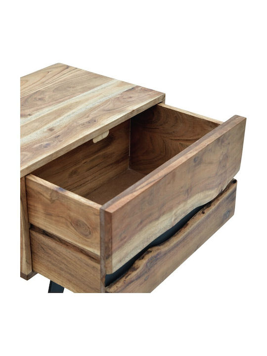 Bedside Table Imena Wooden With Metal Legs Beige 45x35x56cm