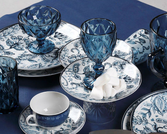 Cryspo Trio Mediterraneo Blue Porcelain Dinnerware Set 20pcs
