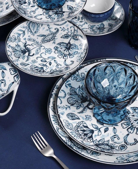 Cryspo Trio Mediterraneo Blue Porcelain Dinnerware Set 20pcs