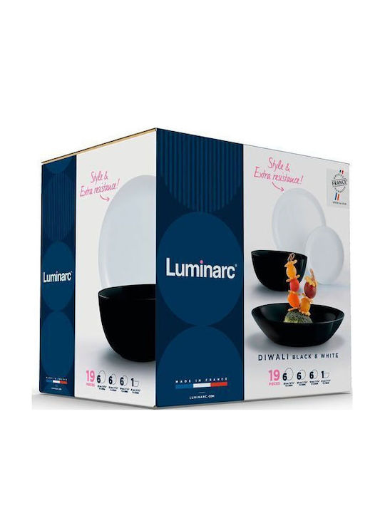 Luminarc Σερβίτσιο Πιάτων Γυάλινο Μαύρο 19τμχ 0883314750362