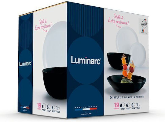Luminarc Σερβίτσιο Πιάτων Γυάλινο Μαύρο 19τμχ 0883314750362