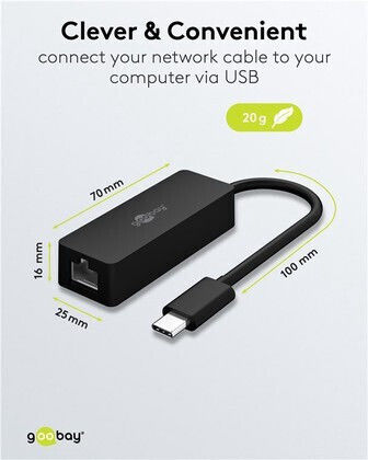 Goobay 76579 Αντάπτορας Δικτύου USB-C με Ενσύρματη Σύνδεση Gigabit Ethernet