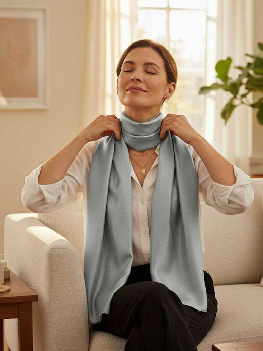 Rebekka Fular de damă din mătase Argintiu