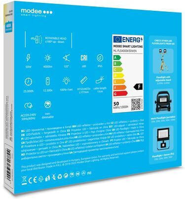 Modee Lighting Waterproof LED Floodlight 50W Natural White 4000K IP65