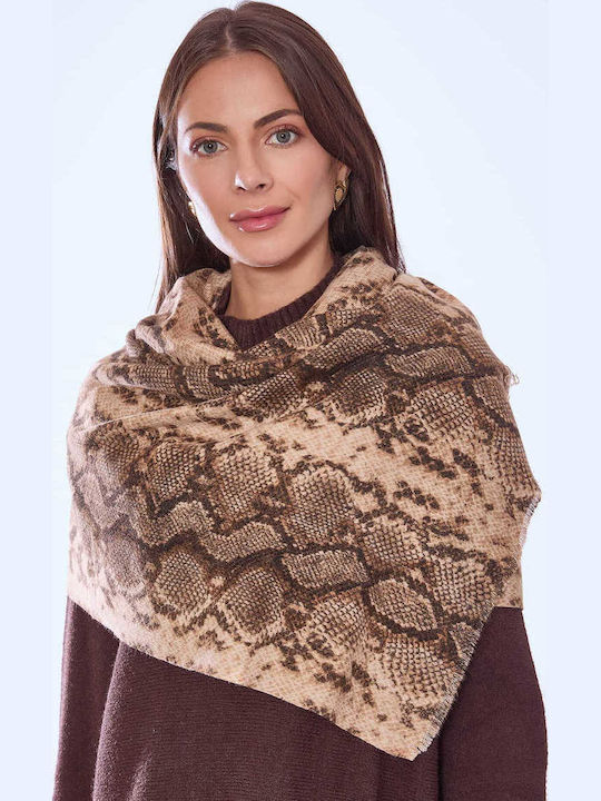 Celestino Дамски Шал Animal Print Кафяв
