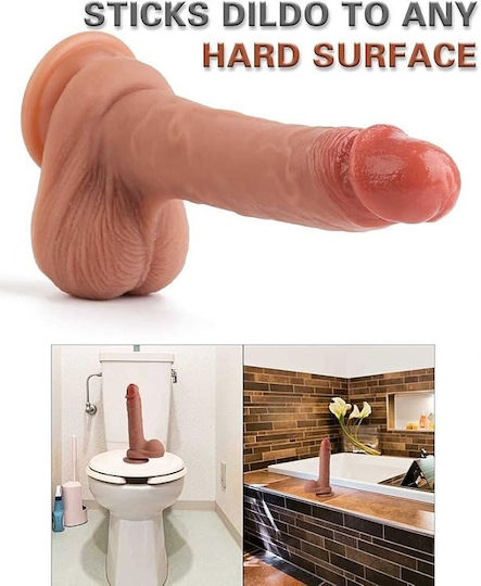 Smd Alpha Realistic Liquid Silicone Dildo 20.5cm Ρεαλιστικό Ομοιώμα Πέους Όρχεις Βεντούζα Caramel