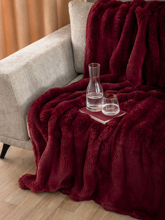 Palamaiki Heather Furry Single Blanket 160x220cm Burgundy