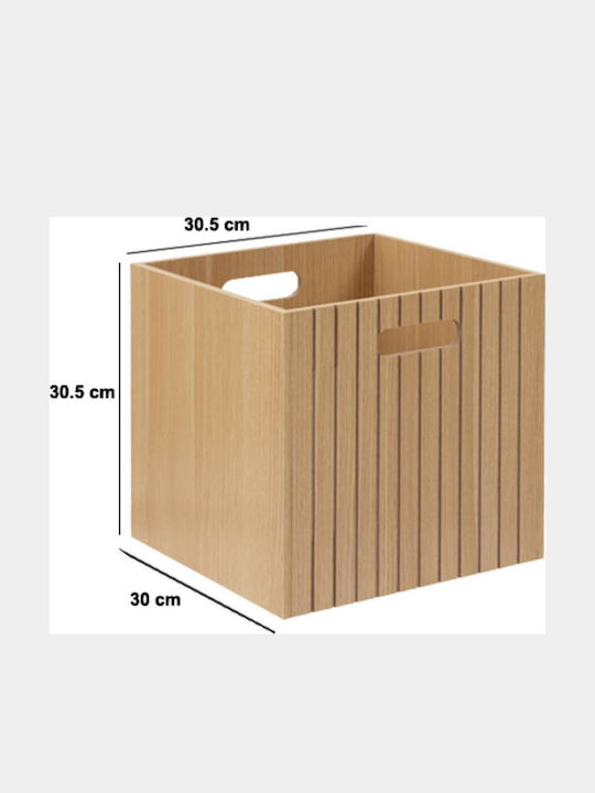 5Five Wooden Storage Box with Lid Beige 31x31x31cm 1pcs