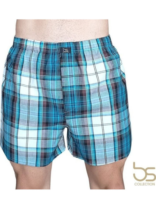Men's Boxer Turquoise, Blue, Brown Checkered
