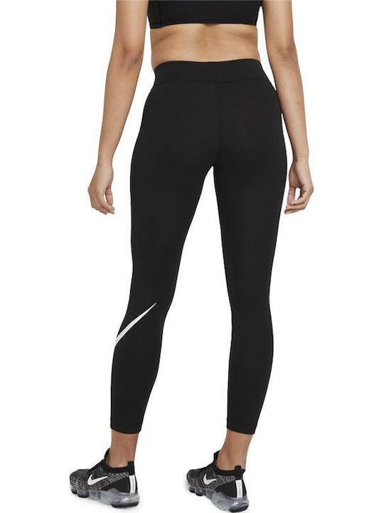 Essential Mid-Rise Swoosh Training Γυναικείο Cropped Κολάν Μαύρο