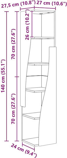 Дървен Офисен Шкаф Бял 27.5x27x140см