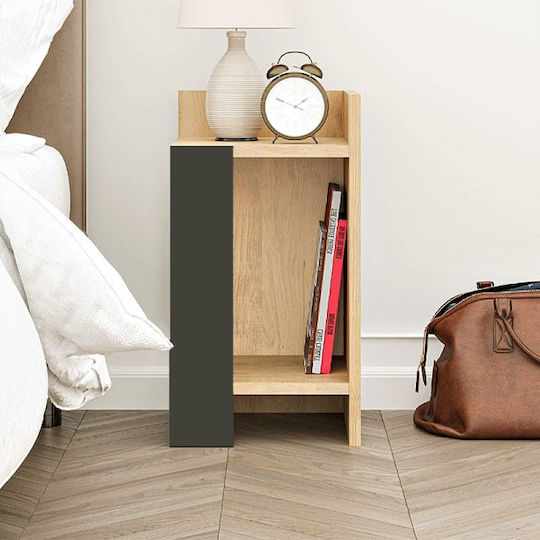 Bedside Table Elos Wooden Sapphire Oak - Anthracite 25x27x60cm