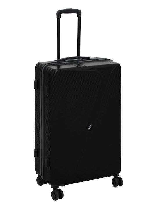 5Five Hard Travel Suitcases Black with 4 Wheels Set 3pcs