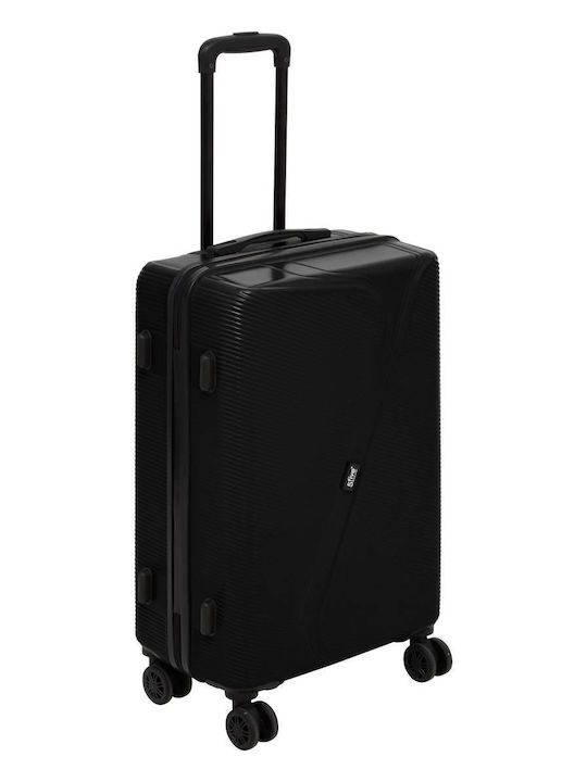 5Five Hard Travel Suitcases Black with 4 Wheels Set 3pcs