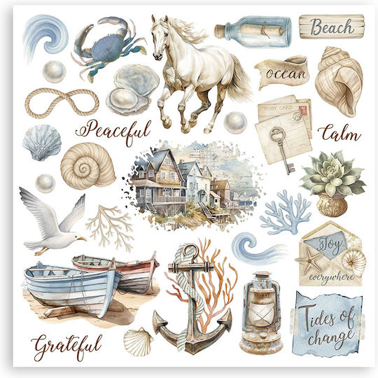 Rub-on Album Set Bronze 15.5×15.5cm Stamperia Silent Sea
