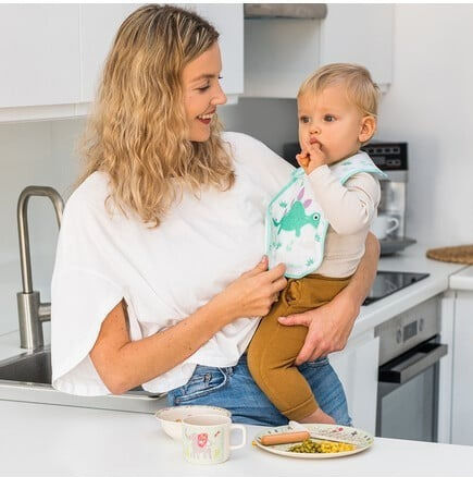Babyono Καρπουζάκια Σαλιάρα Υφασμάτινη με Αυτοκόλλητο Κόκκινη για 6 m+