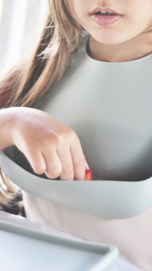 Minikoioi Wasserdicht Lätzchen Silikon mit Tasche Gray für 6 m+