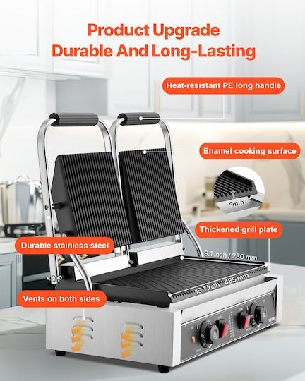 Vevor Commercial Double Sandwich Maker 3600W