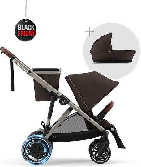 Cybex E-Gazelle TPE Καρότσι Μωρού Kατάλληλο για Nεογέννητο Chocolate Brown 14.7kg